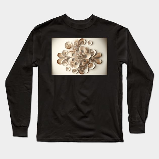 Abstract Neutral Flowers Floral Design Warm Beige Tones Art Long Sleeve T-Shirt by FloralFancy